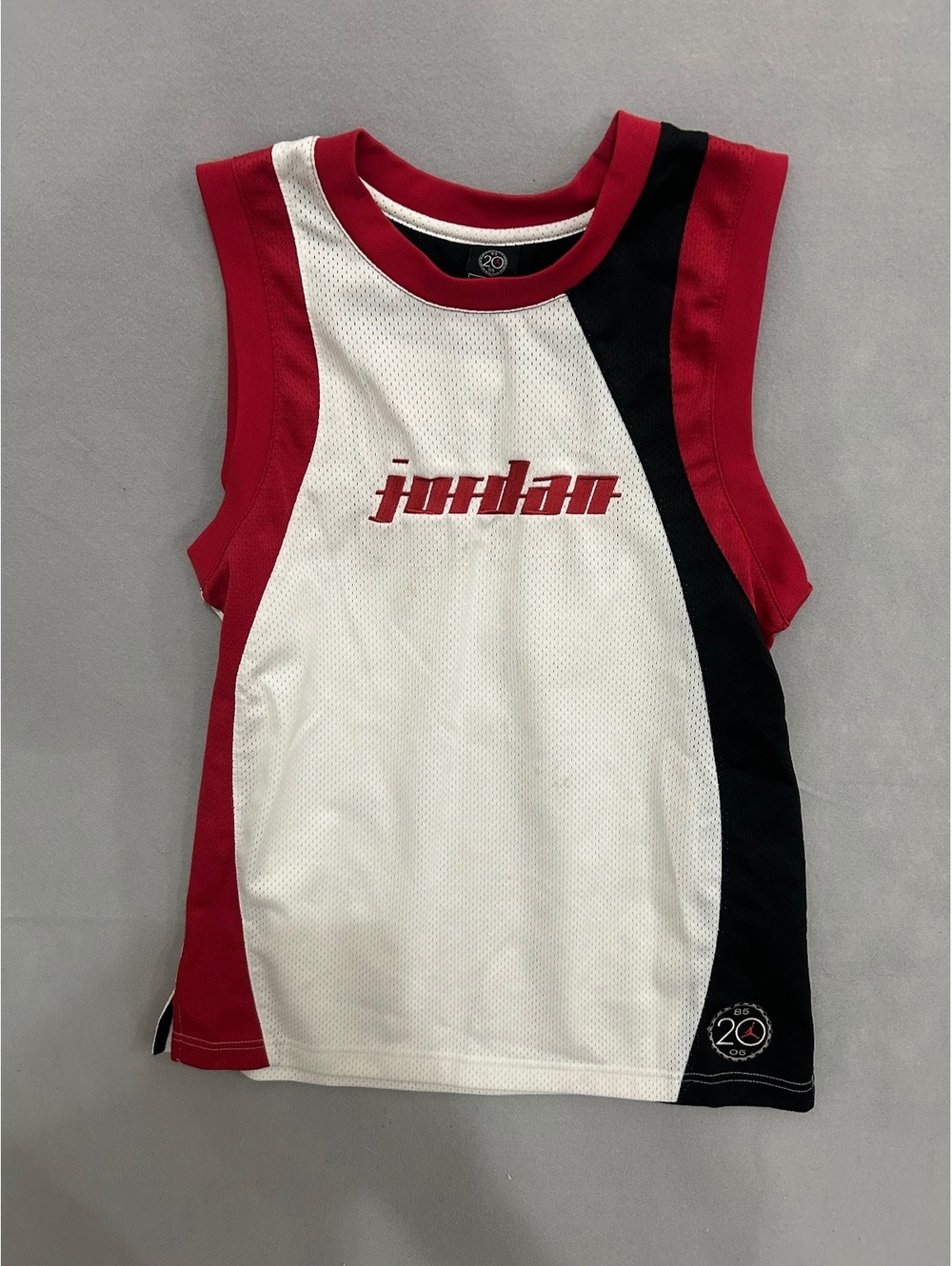 Jordan Men's Sleeveless Mesh Jersey Y2K Top White Red Black Size L